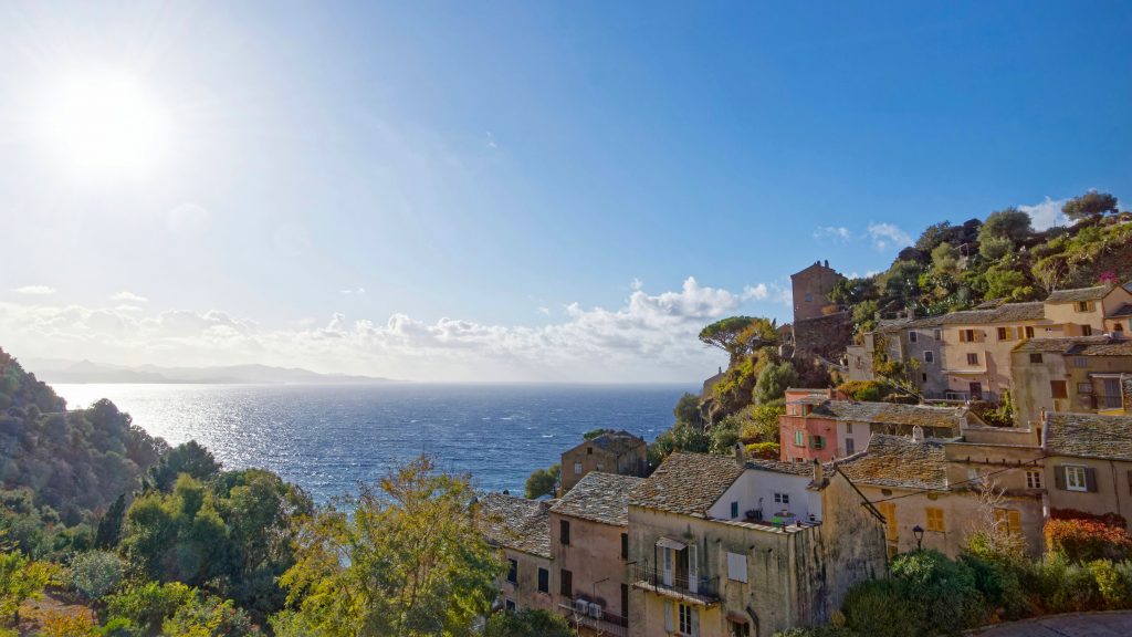 Nonza on Cap Corse with a view out to the Mediterranean - Corsica, France