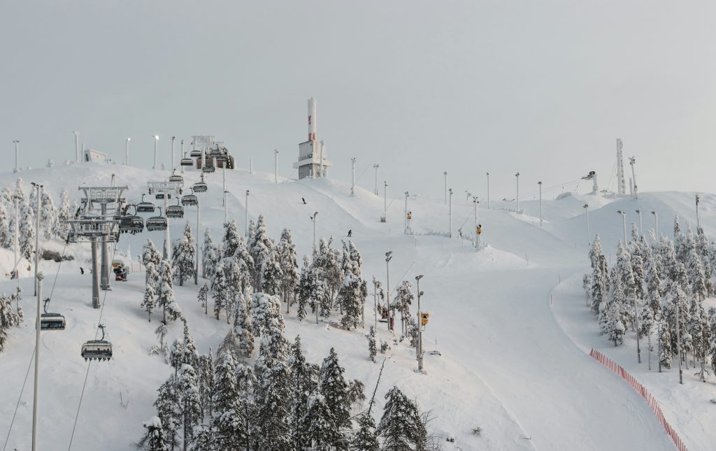 Ski slopes of Ruka in Finland