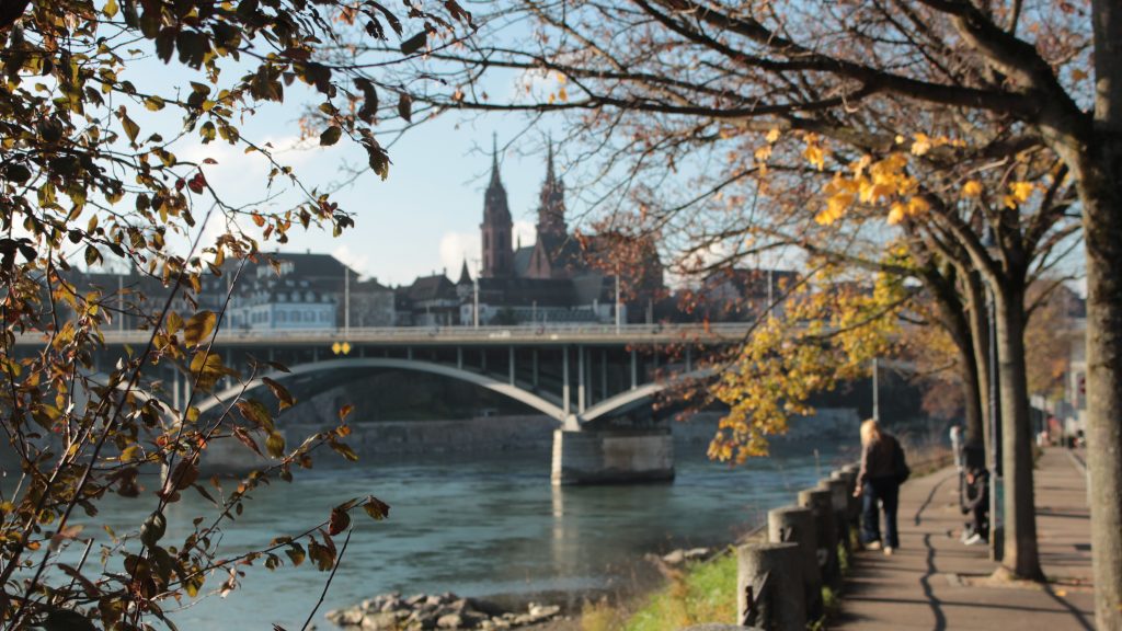 Walk along the Rhine in Basel Switzerland
