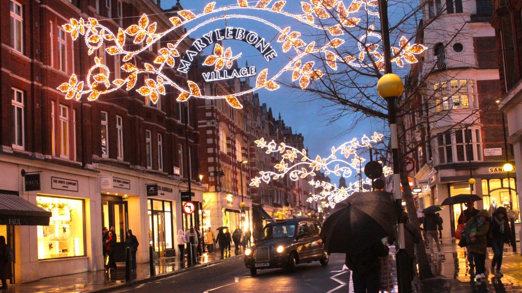 Marylebone High Street London - Christmas 2025. Is London nice at Christmas