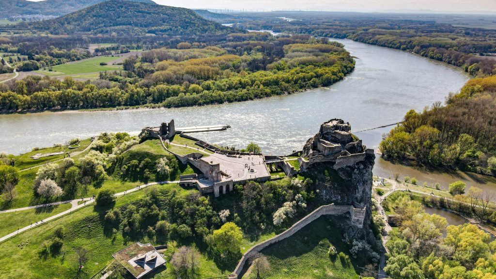 Arial view of Devin Castle Bratislava