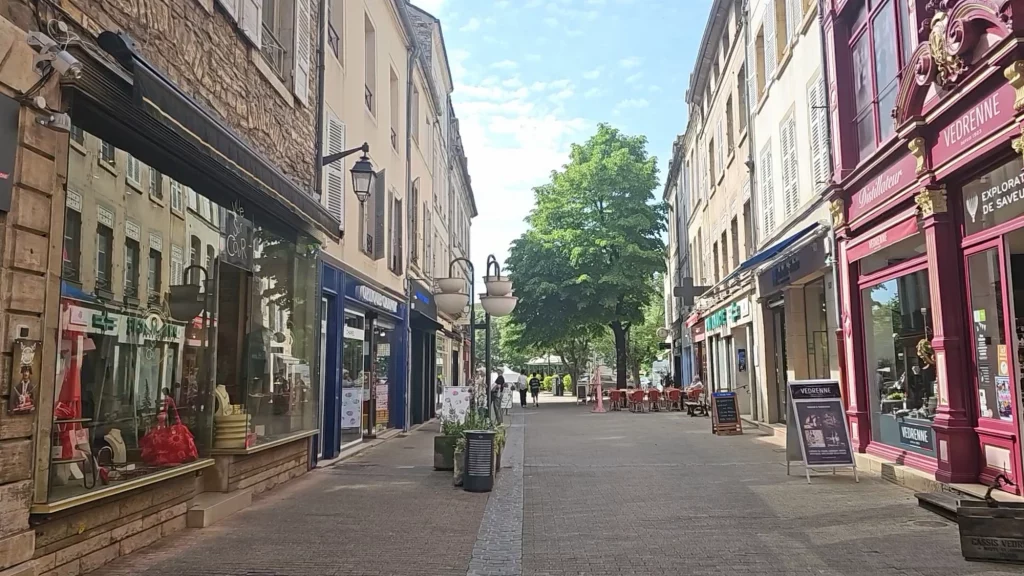 A veiw of a shopping street in Town centre - Beaune France