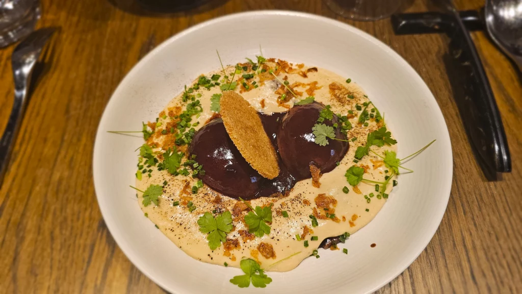 Oeufs en Meurette at the Loiseau des Vignes restaurant at the 5* hotel Le Cep in Beaune, Burgundy