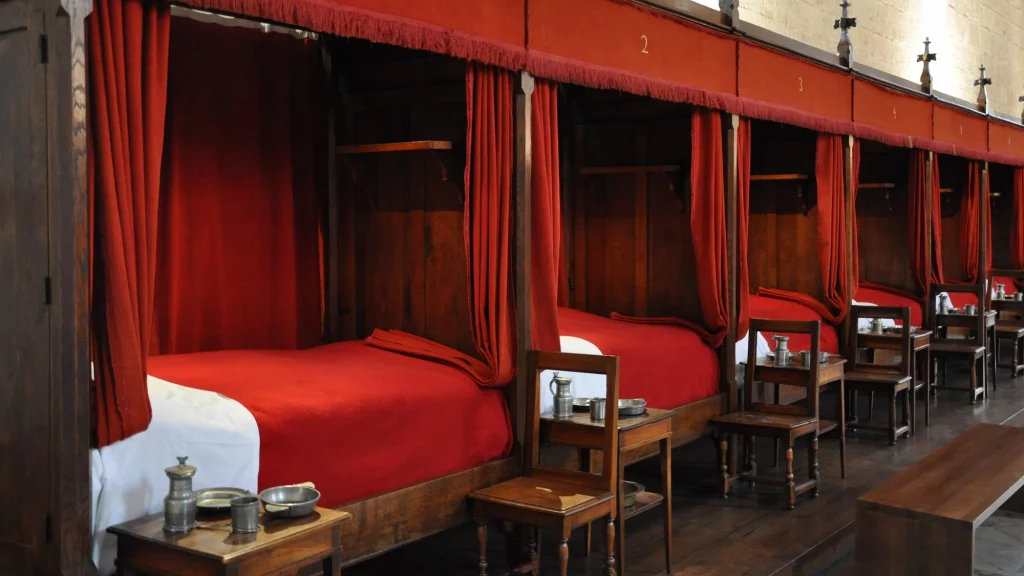 Hospital beds in the Hotel de Dieu - Beaune, France