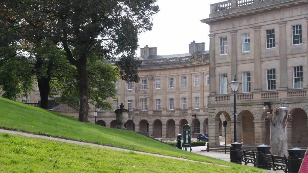 The Georgian building Buxton Crescent Derbyshire to answer the question is Derbyshire worth visiting