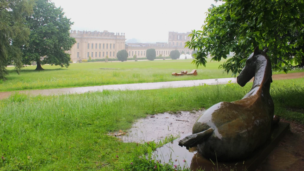 Horse Sculpture in the gardens at Chatsworth House Derbyshire