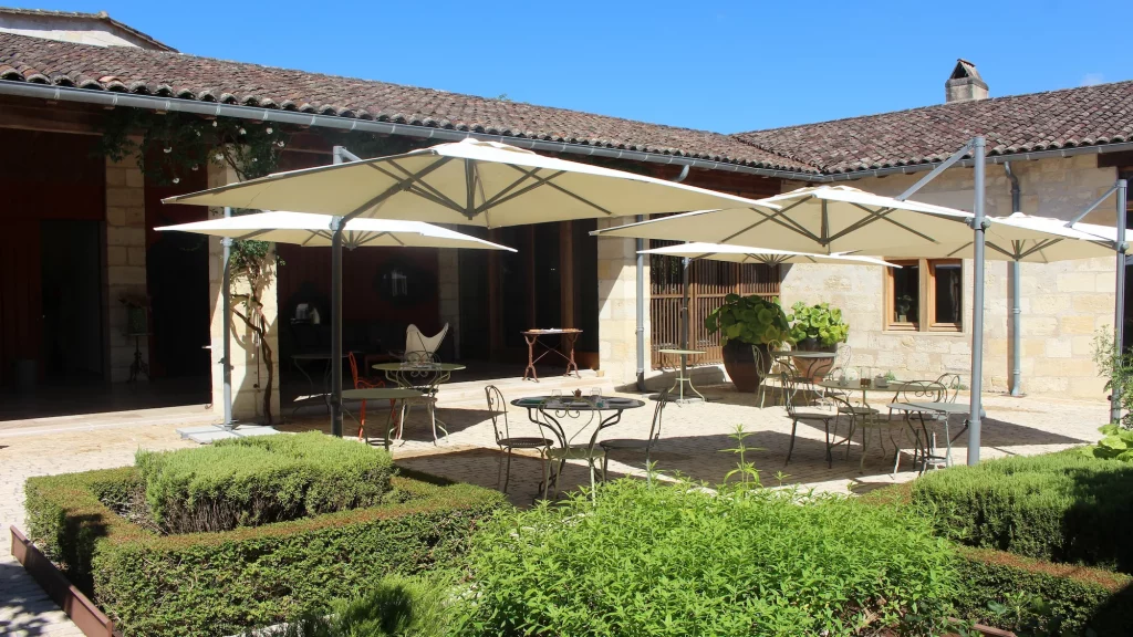 Courtyard at Chateau Marquis d'Alesme for a wine tasting in Margaux